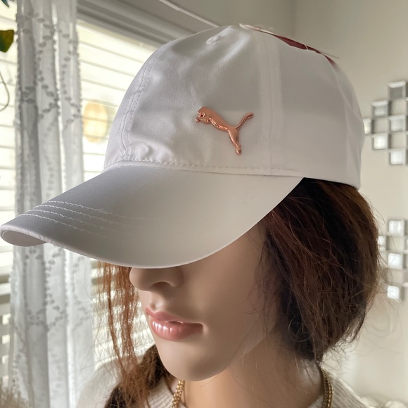 White Puma Baseball Hat Cap Rose Gold - Picture 2 of 8
